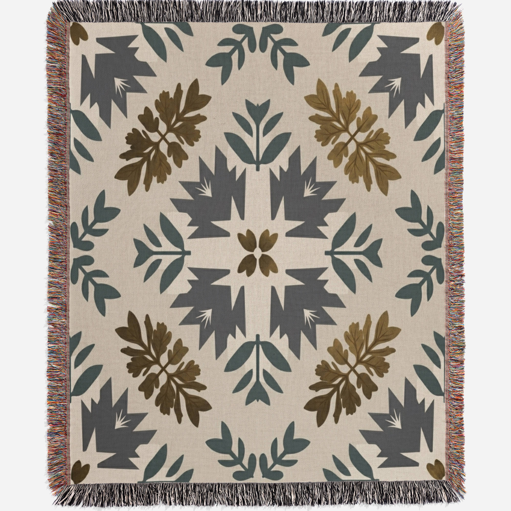 Nordic Folk Garden Woven Blanket