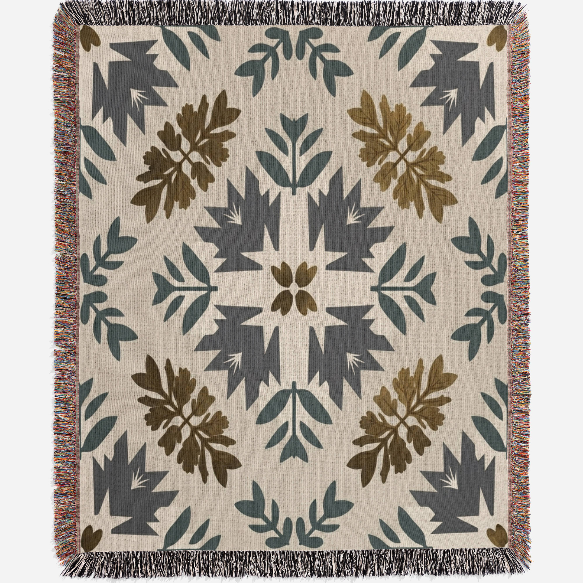 Nordic Folk Garden Woven Blanket