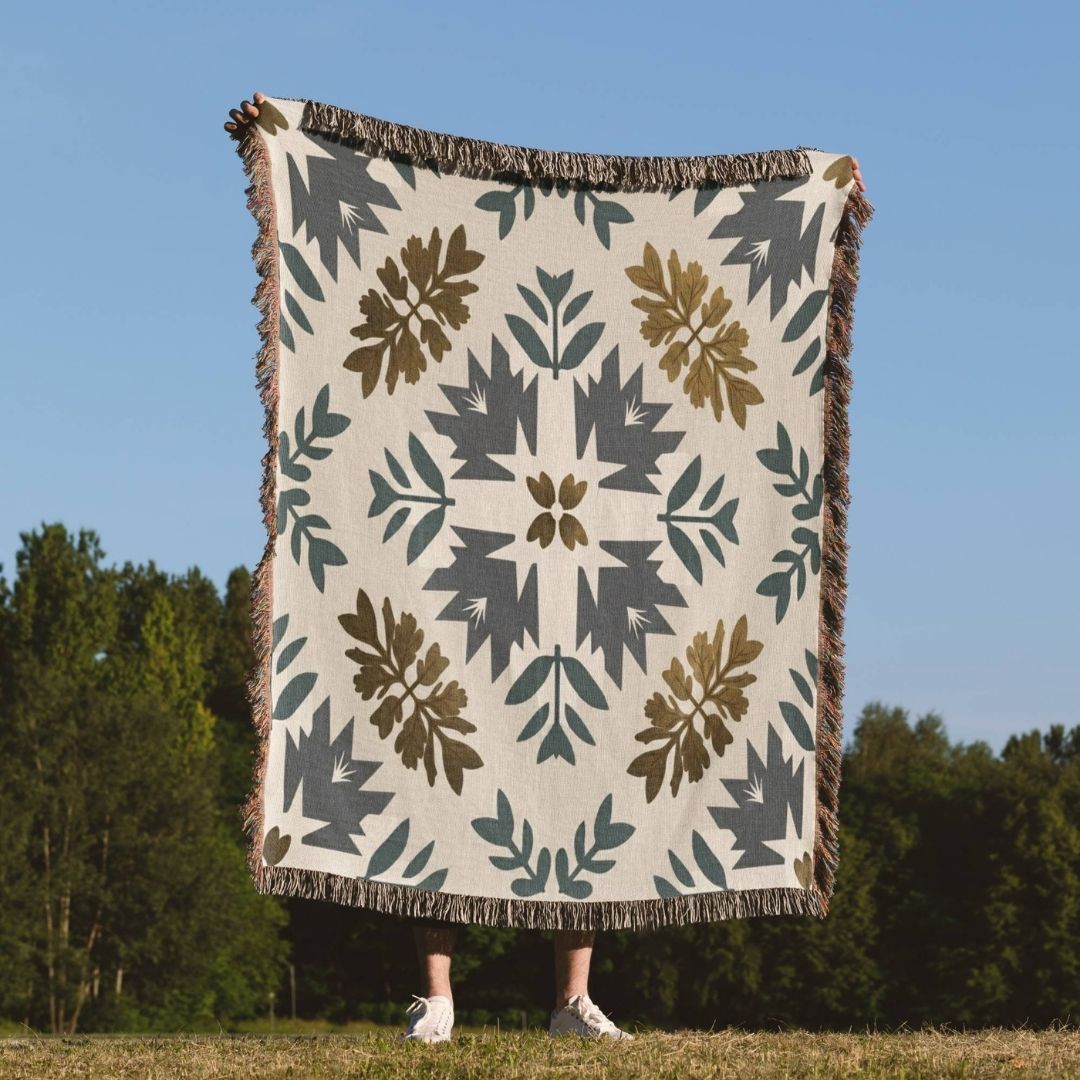 Nordic Folk Garden Woven Blanket