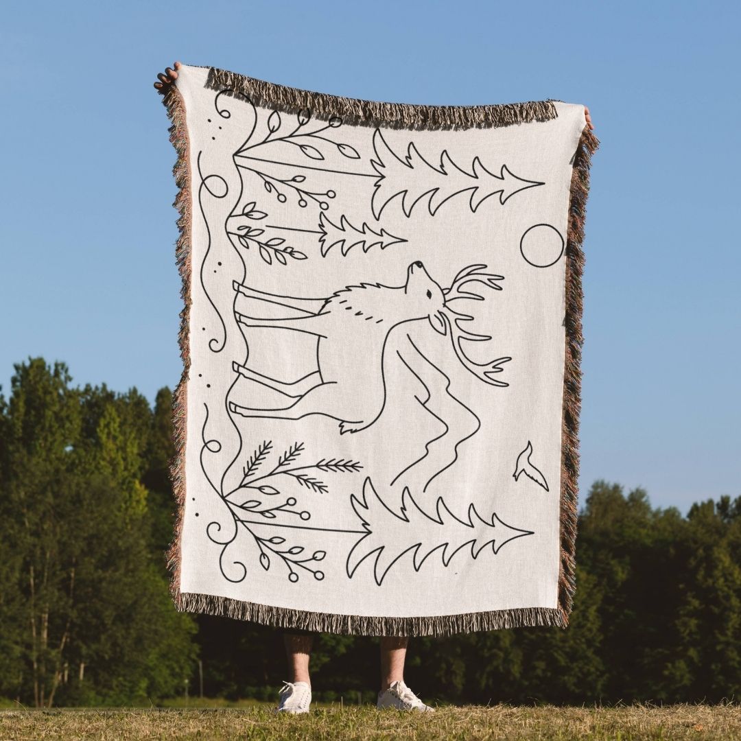Forest Stag Woven Blanket