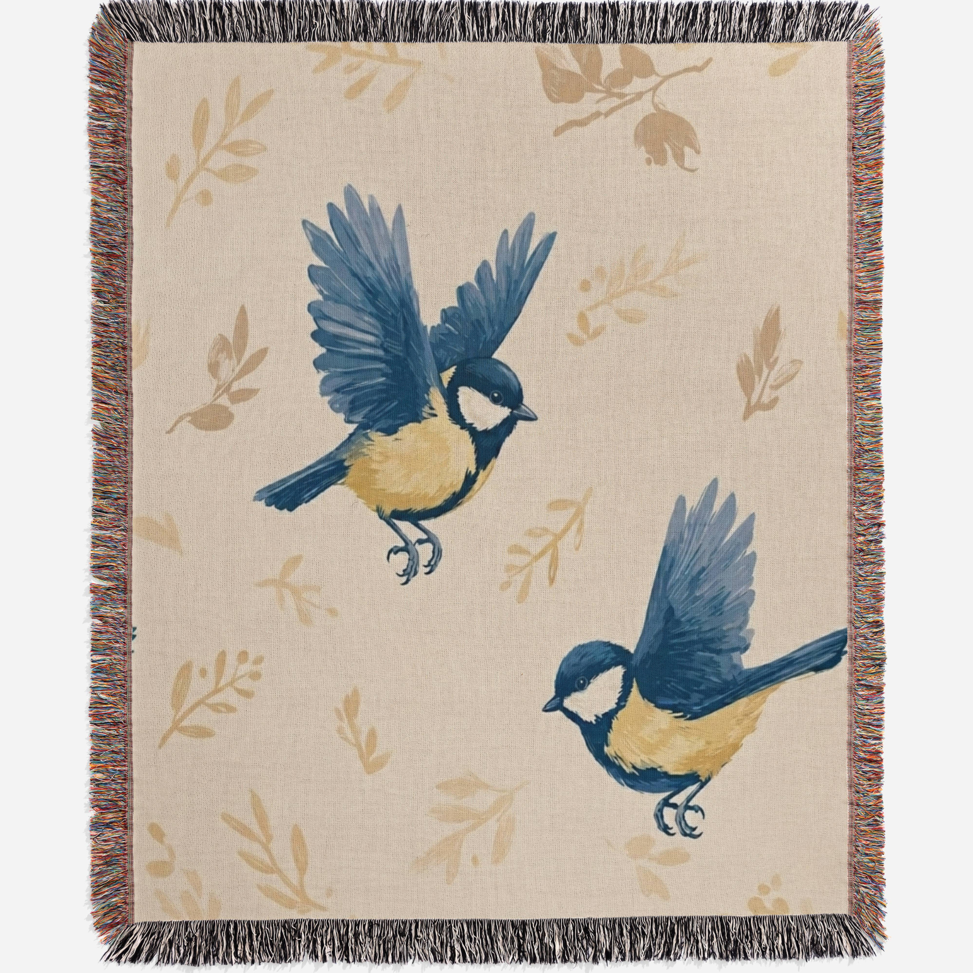 Nordic Blue Tit Woven Blanket