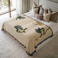 Nordic Blossom Birds Woven Blanket