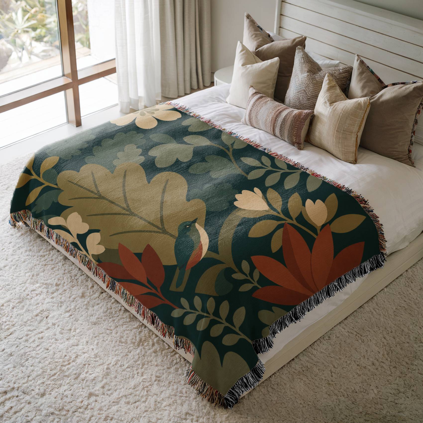 Stone Dahlia Woven Blanket