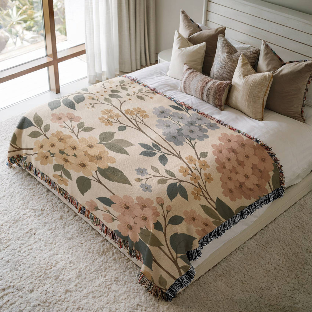 Blue Blossom Woven Blanket