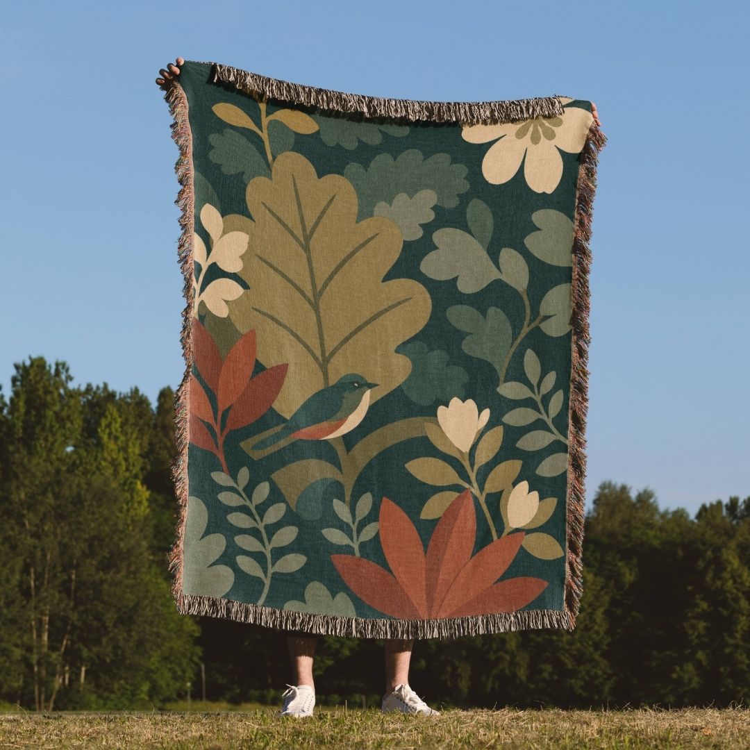 Stone Dahlia Woven Blanket