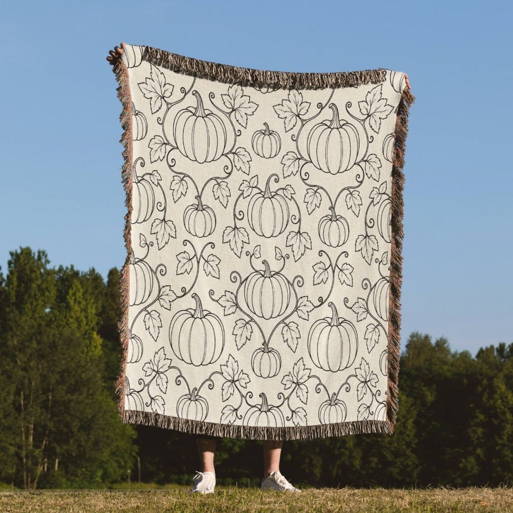 Pumpkin Damask Woven Blanket