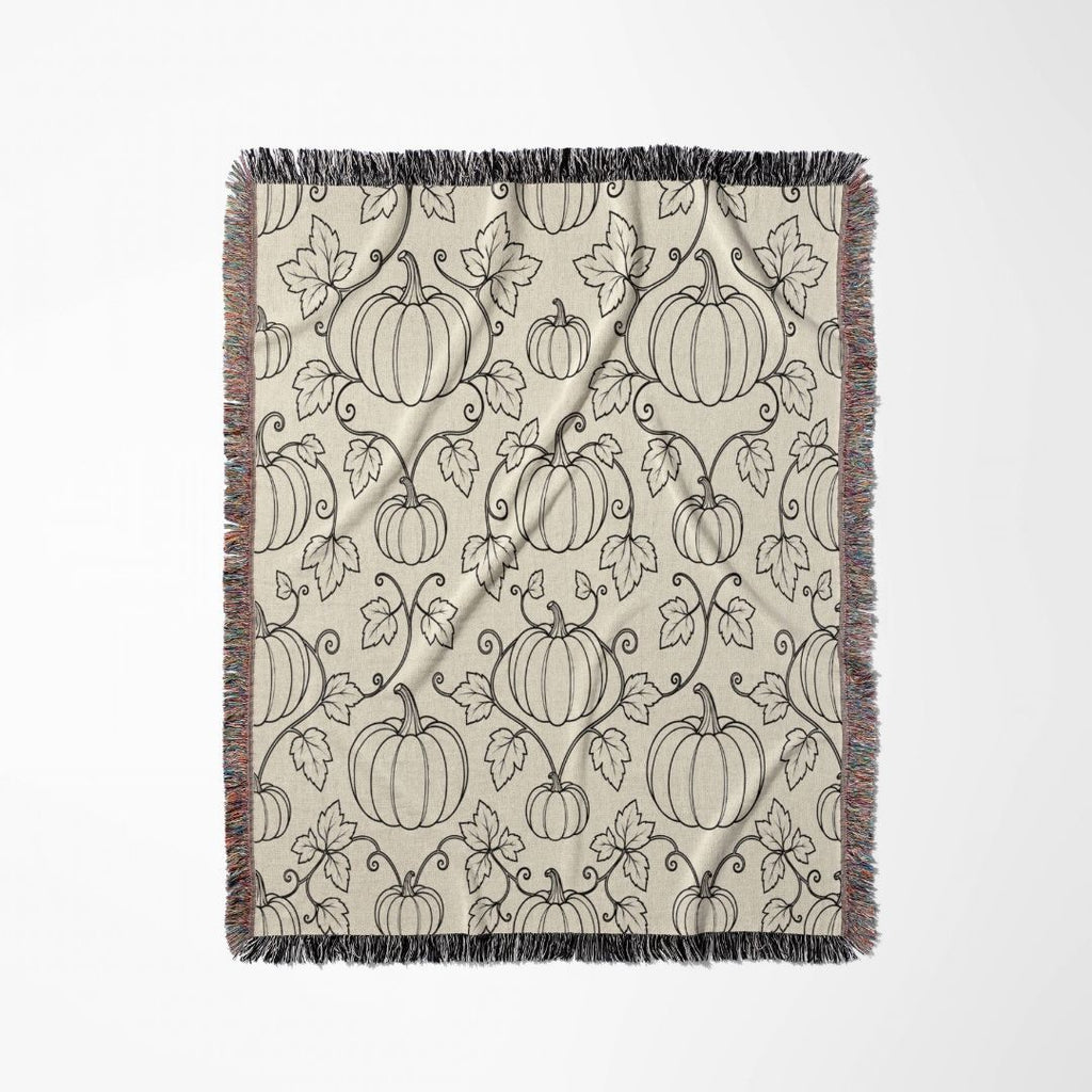 Pumpkin Damask Woven Blanket