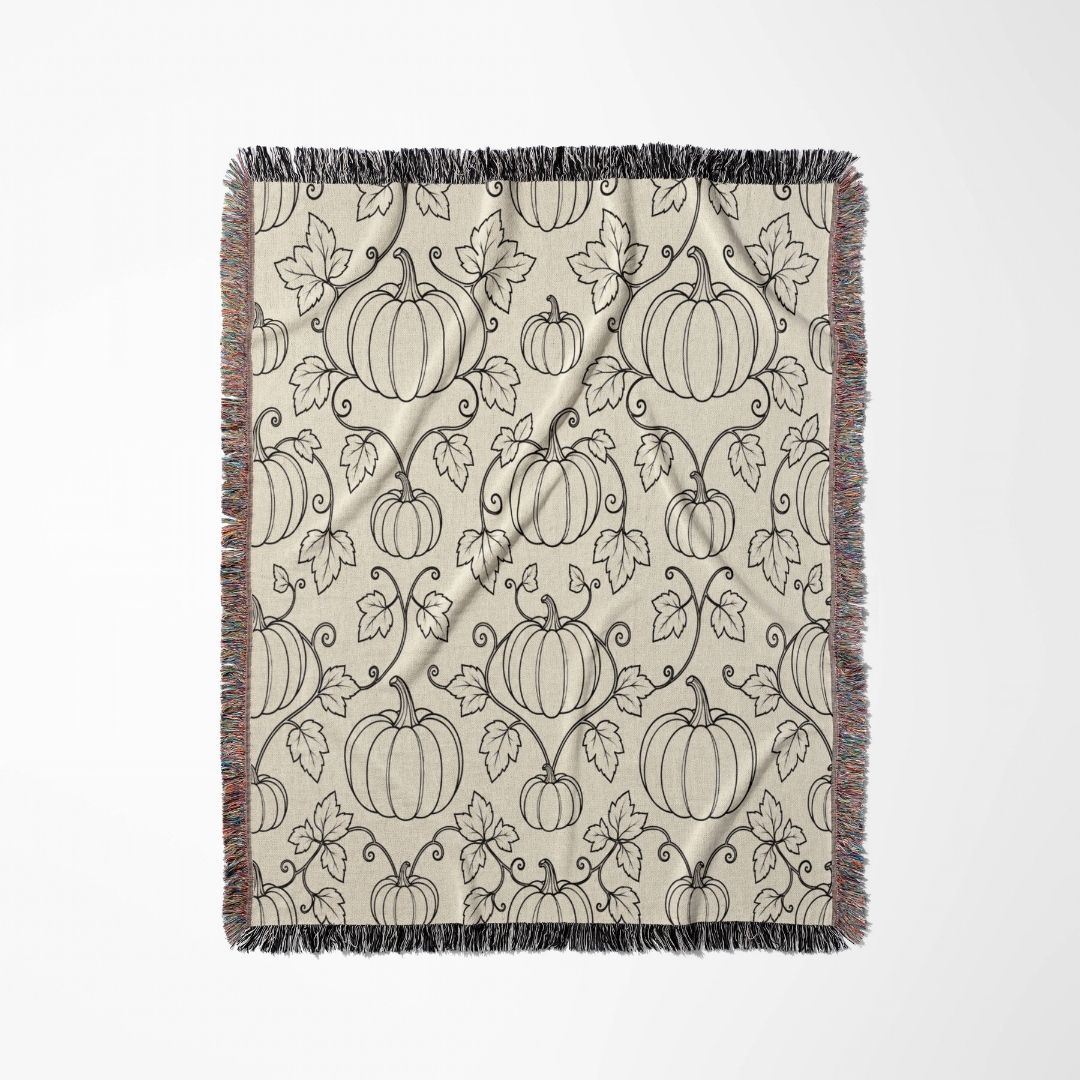 Pumpkin Damask Woven Blanket