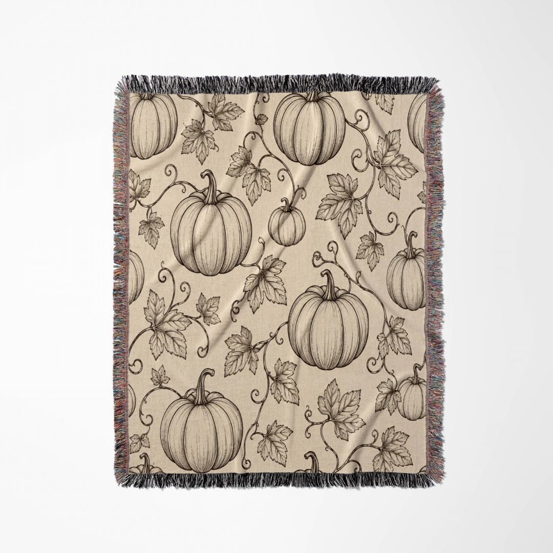 Pumpkin Vine Woven Blanket