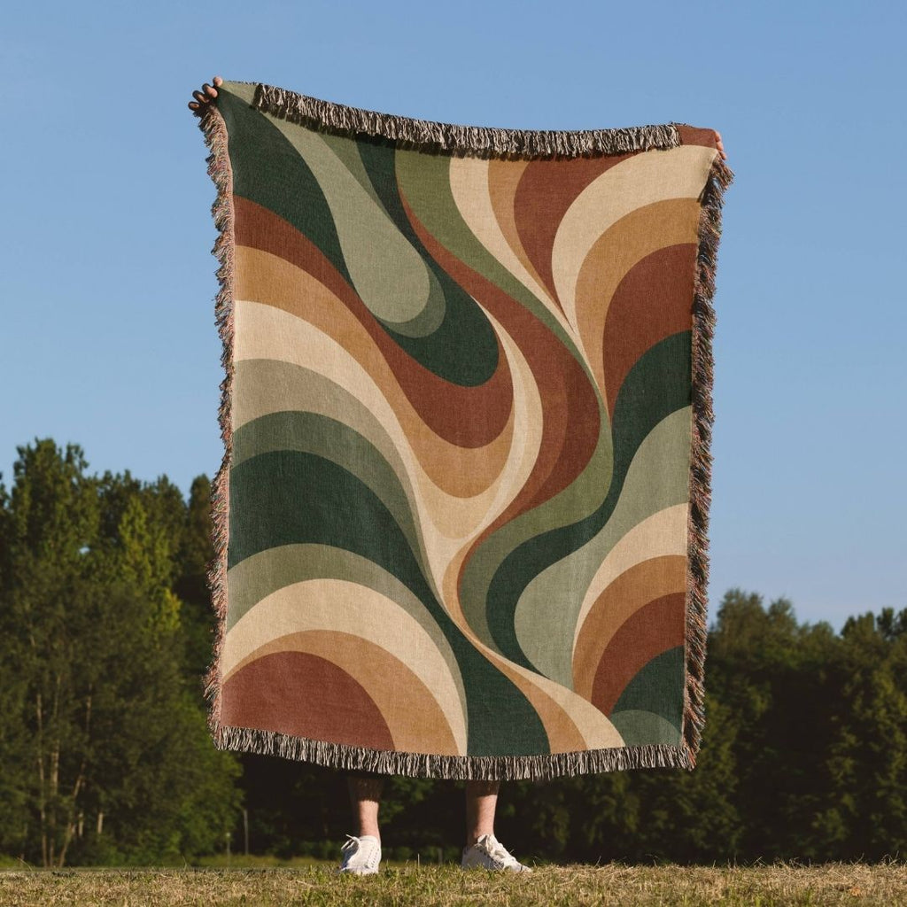 Rustic Horizons woven throw blanket outdoors