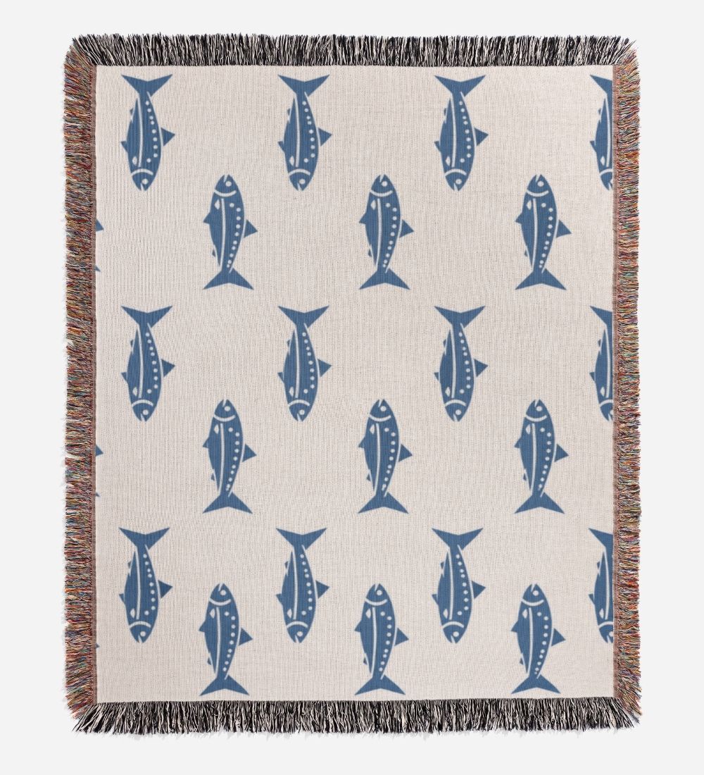 Nordic Fish Woven Blanket