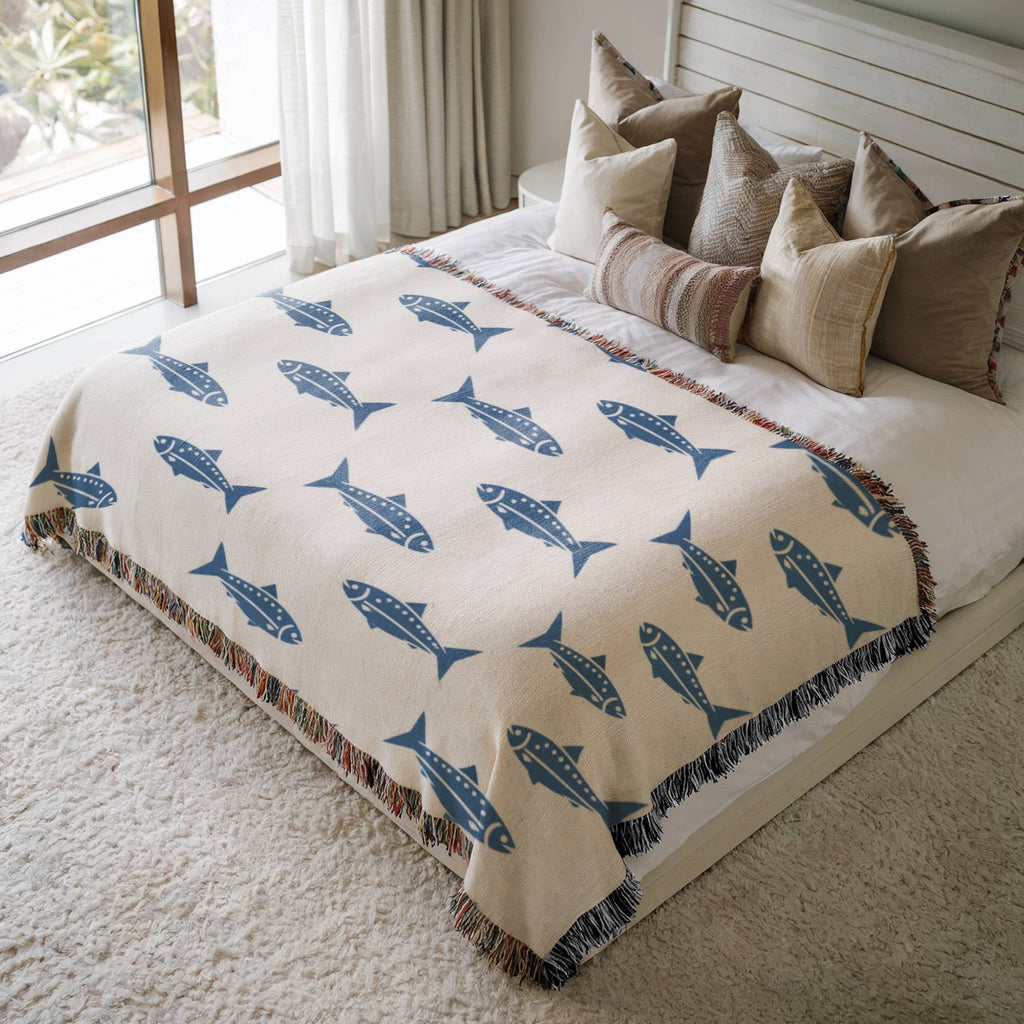 Nordic Fish Woven Blanket