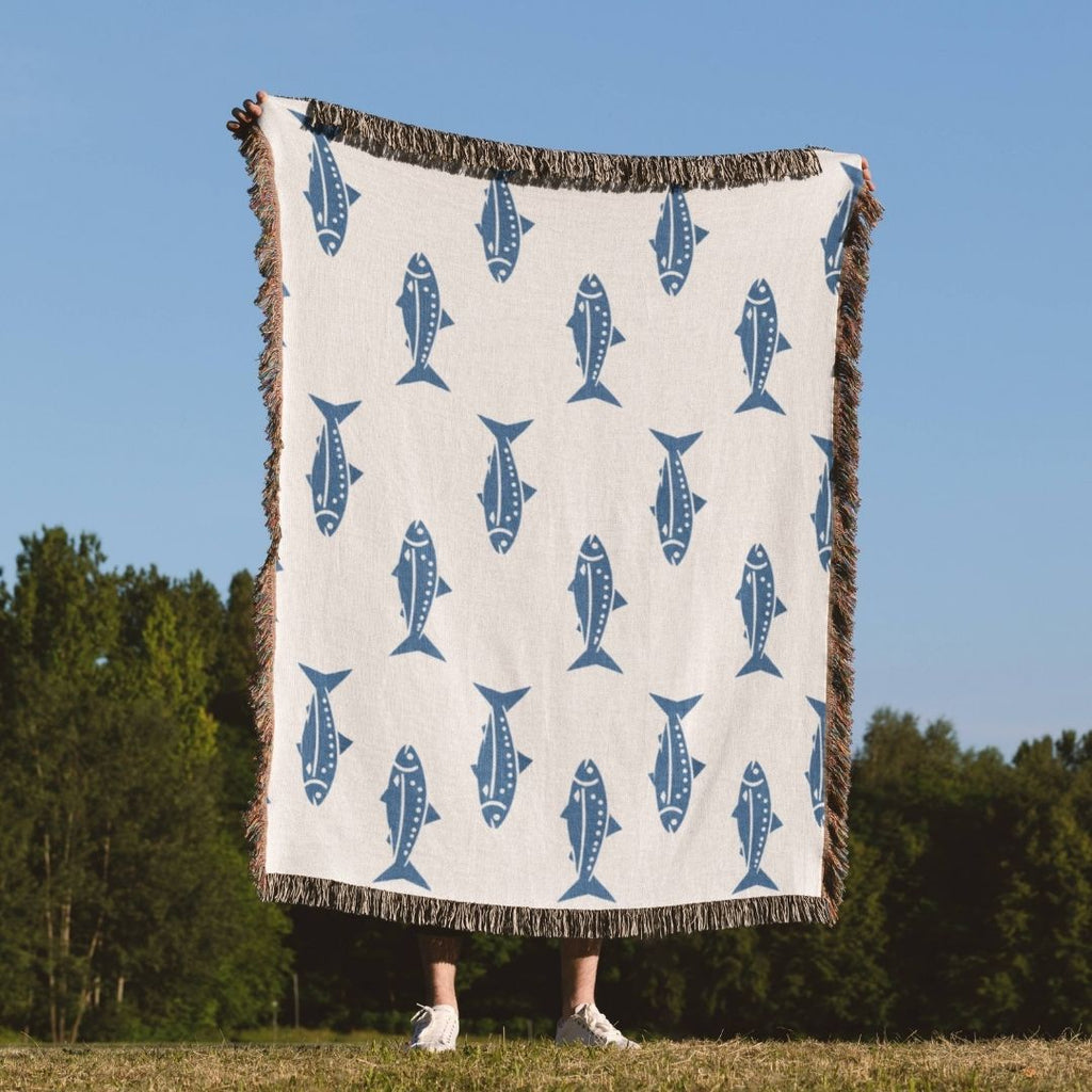 Nordic Fish Woven Blanket