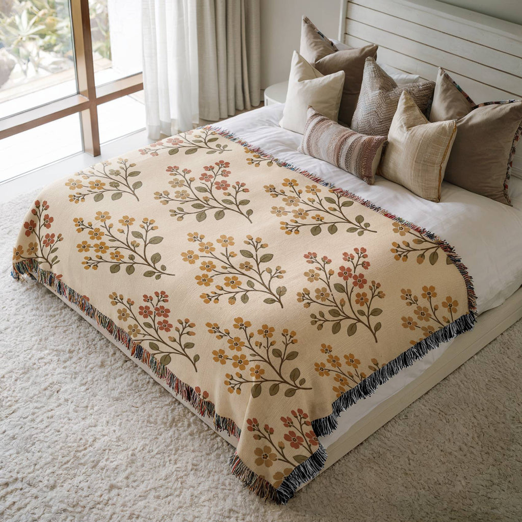 Golden Petals Woven Blanket