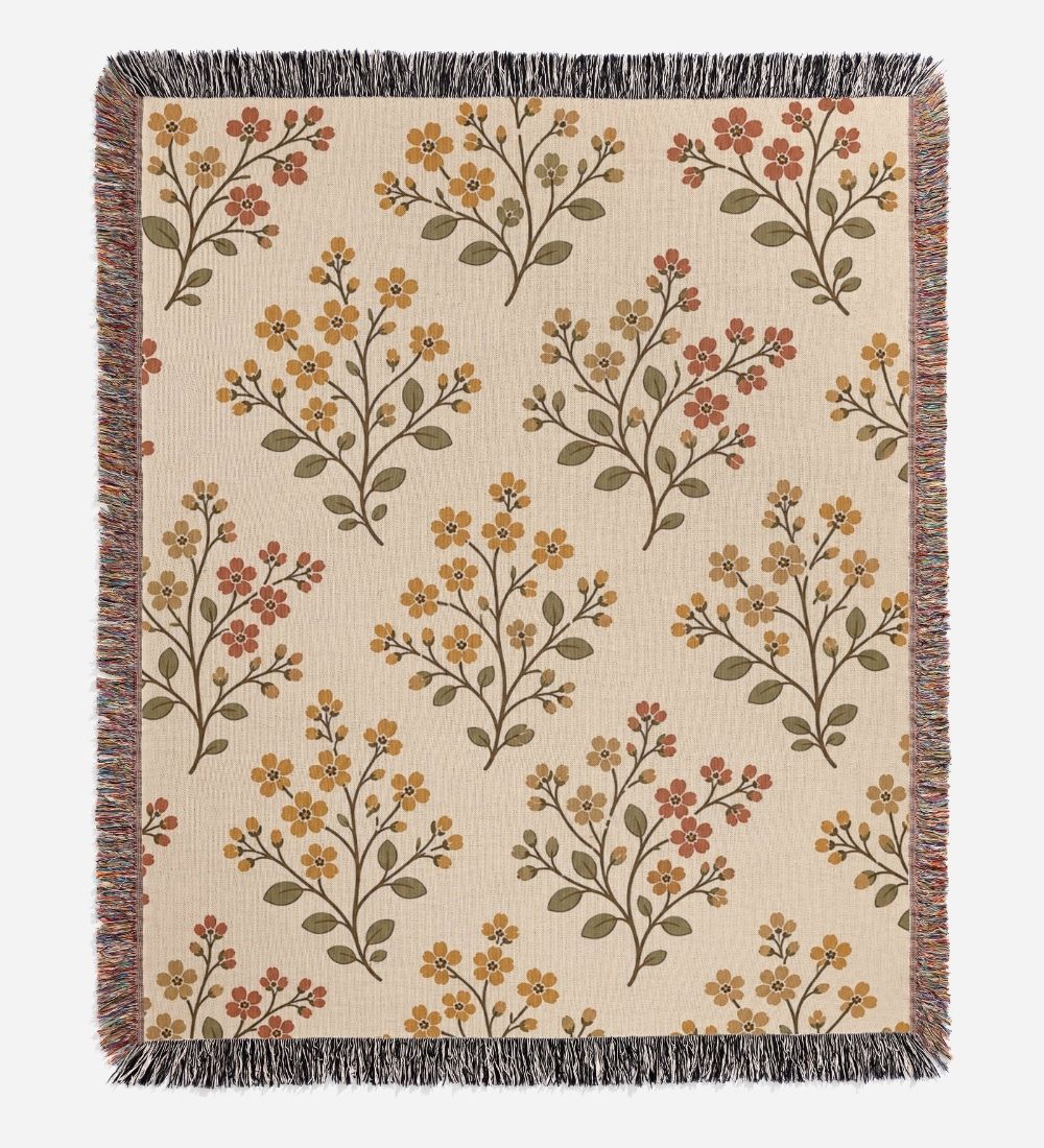 Golden Petals Woven Blanket