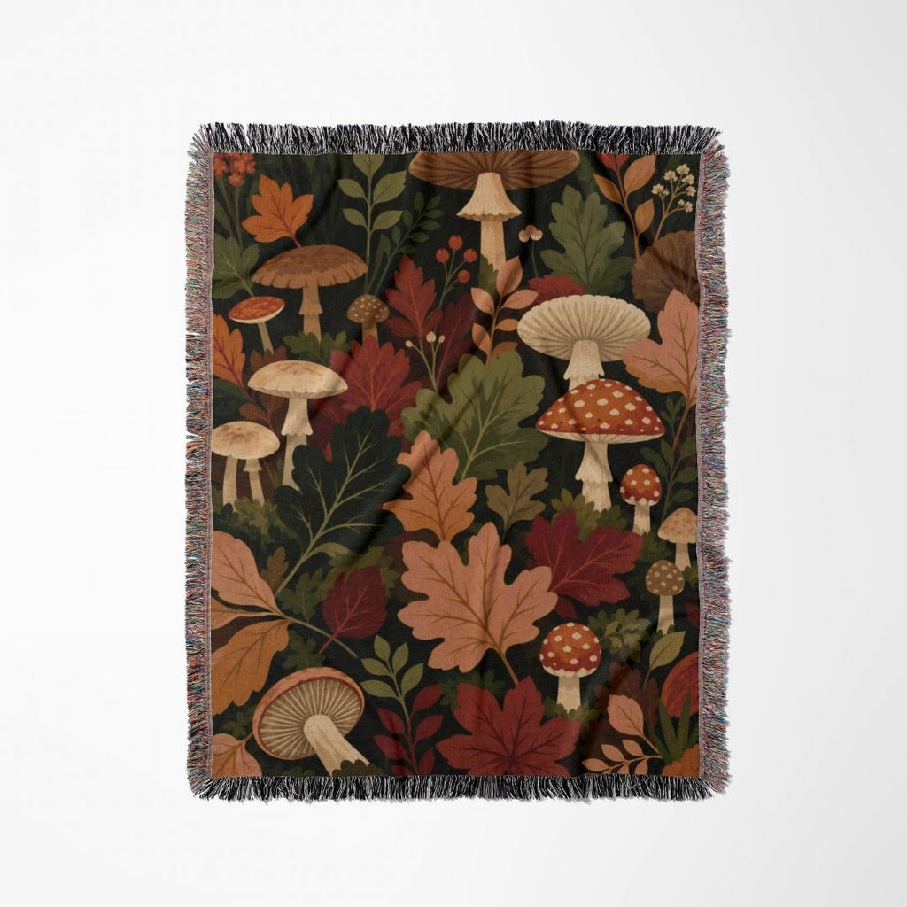 Woodland Mushroom Woven Blanket