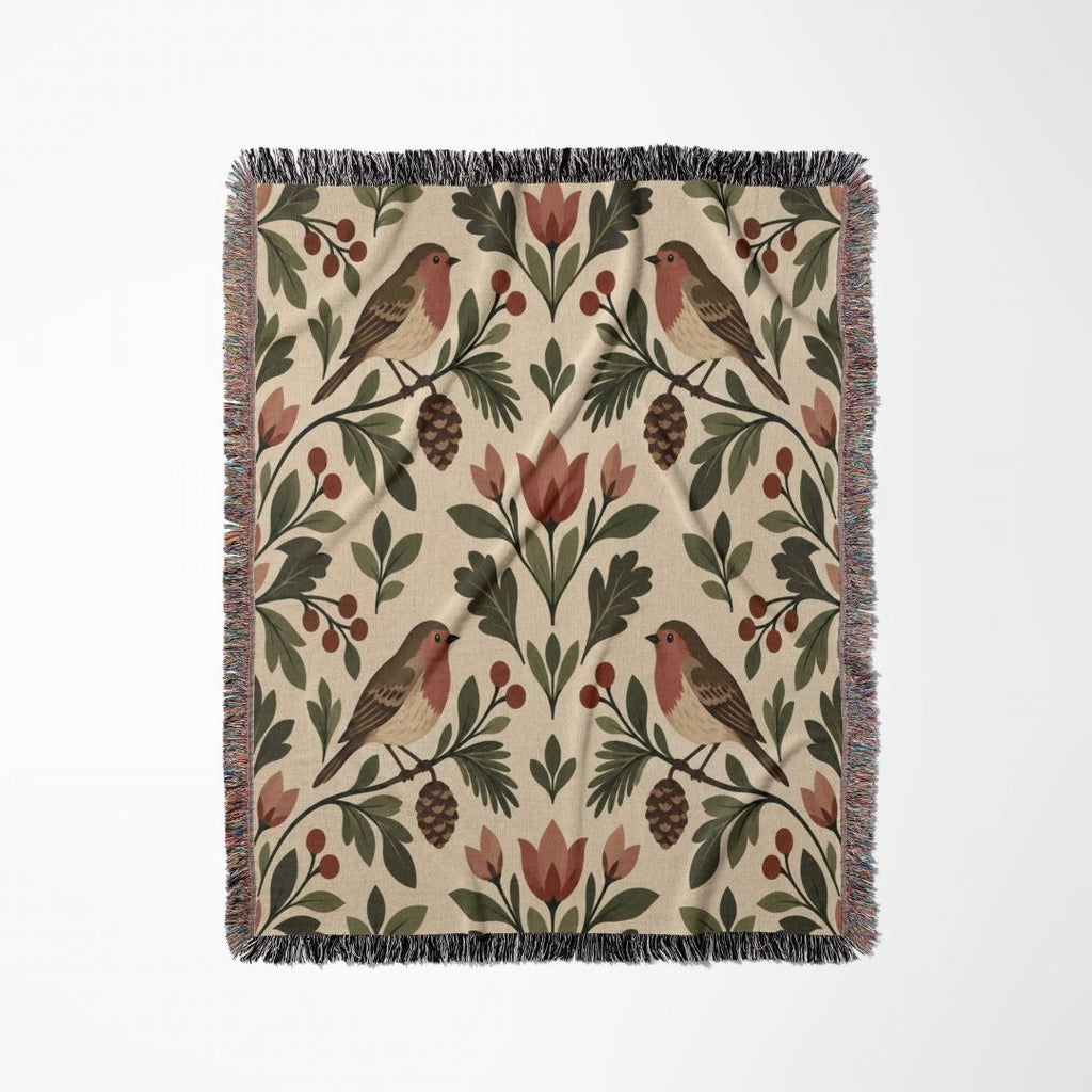 Woodland Robin Woven Blanket