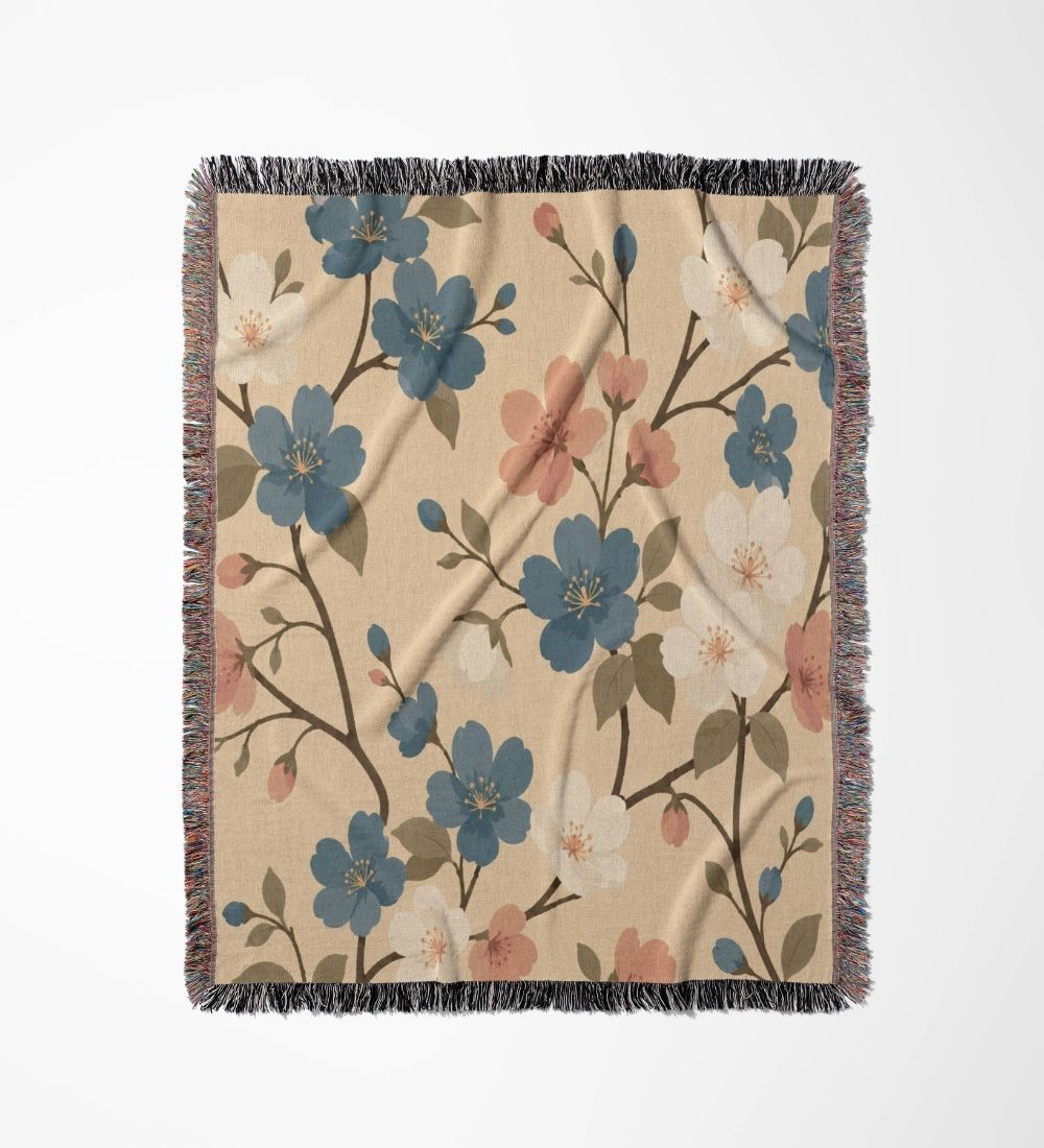 Vintage Peony Woven Blanket