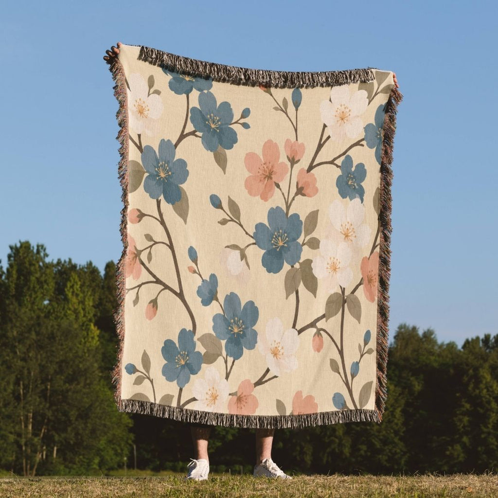 Vintage Peony Woven Blanket