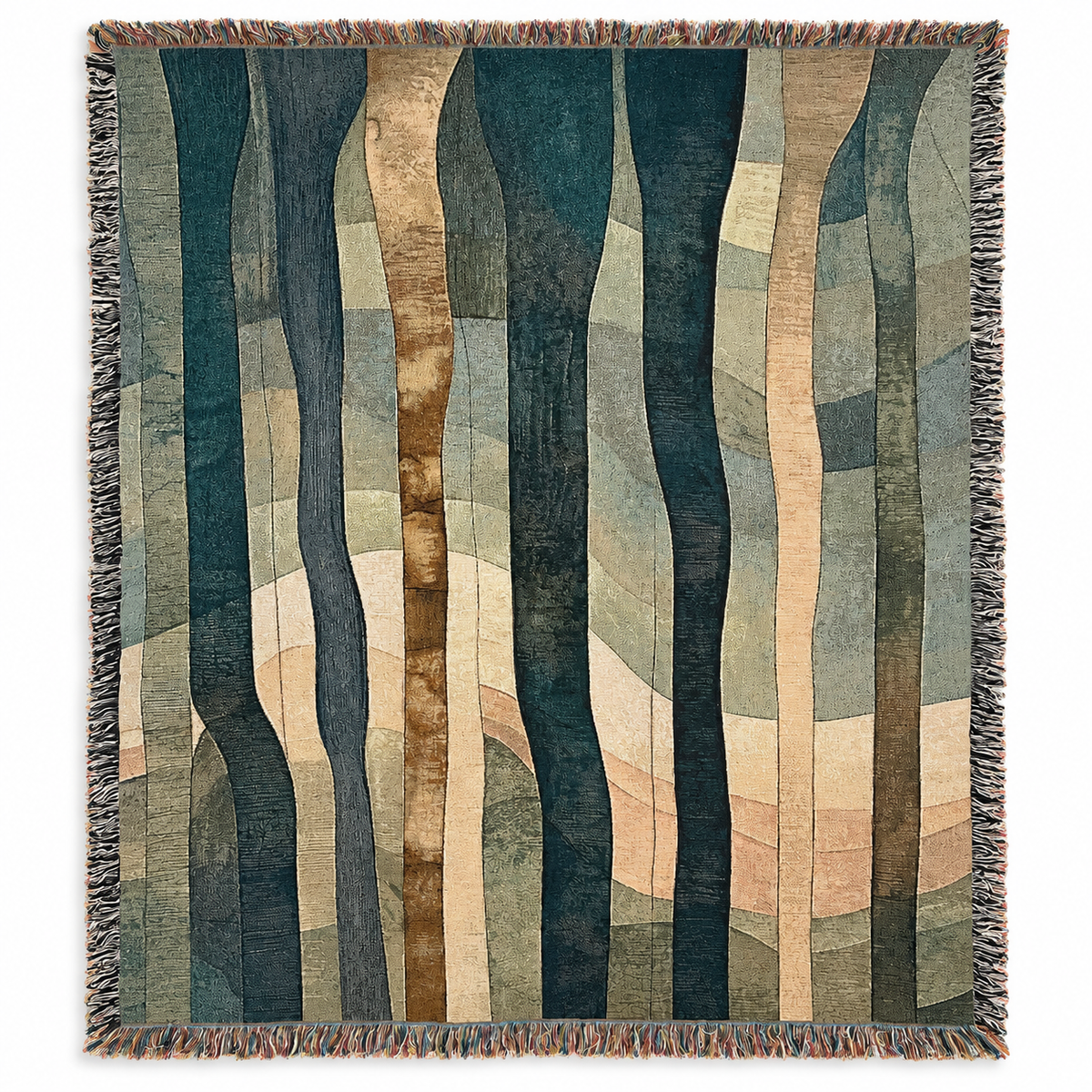 Deep forest dreams woven blanket flatlay