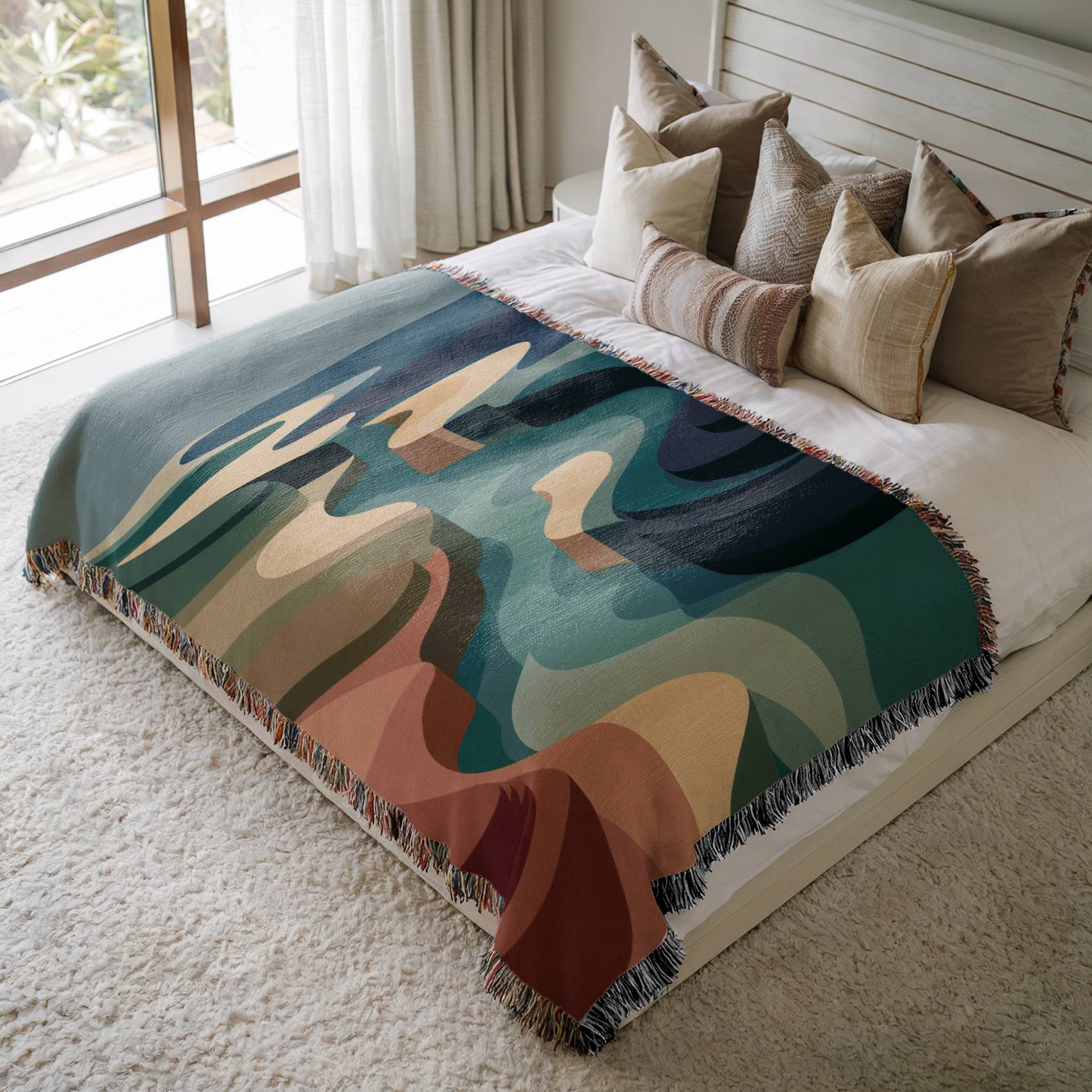 Nordic Coastal Surge Woven Blanket