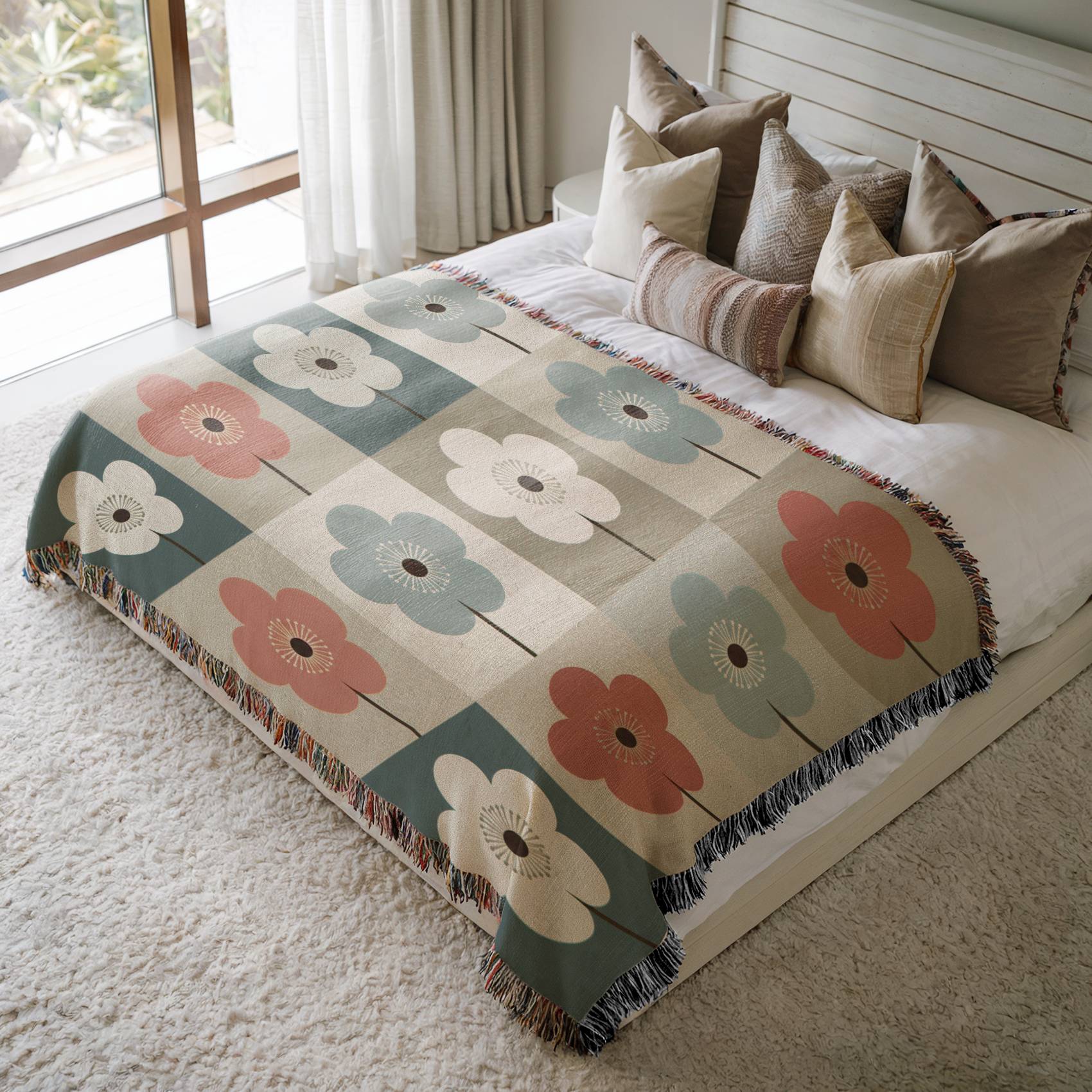 Retro Bloom Woven Blanket