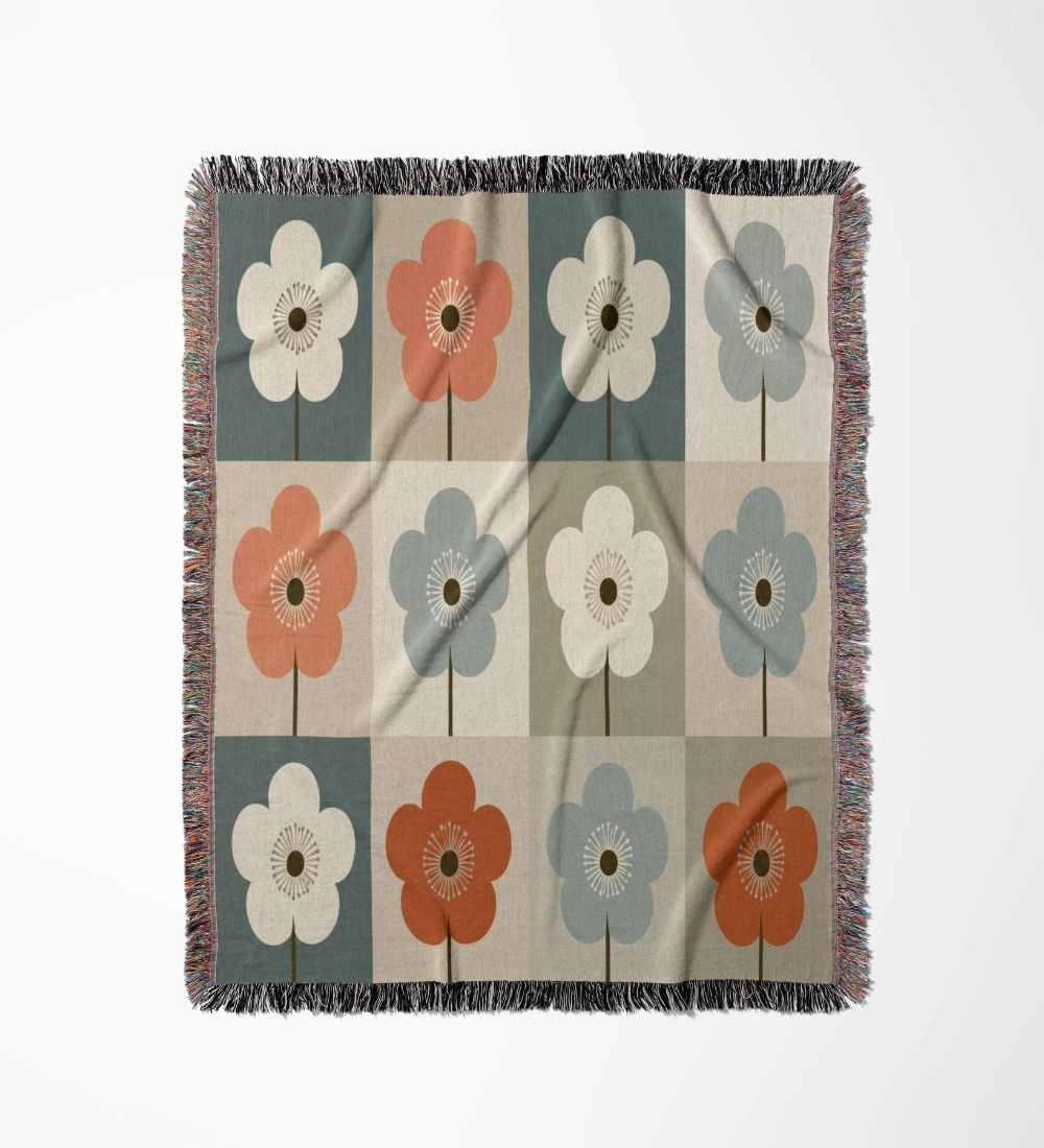 Retro Bloom Woven Blanket