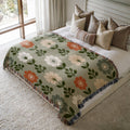 Nordic Folk Botanical Grid Woven Blanket