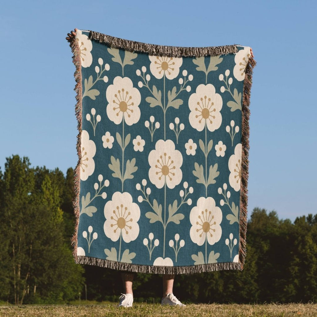 Folk Floral Woven Blanket