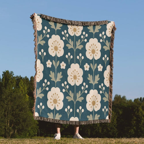 Folk Floral Woven Blanket