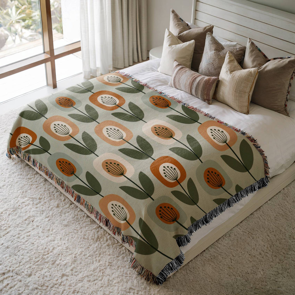 Nordic Retro Bloom Woven Blanket