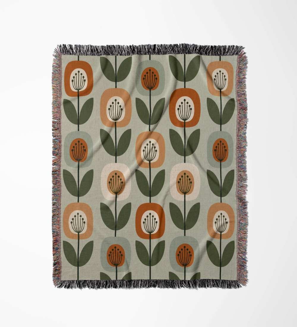 Nordic Retro Bloom Woven Blanket