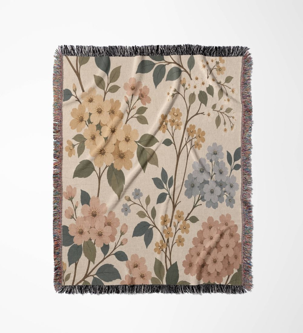 Blue Blossom Woven Blanket
