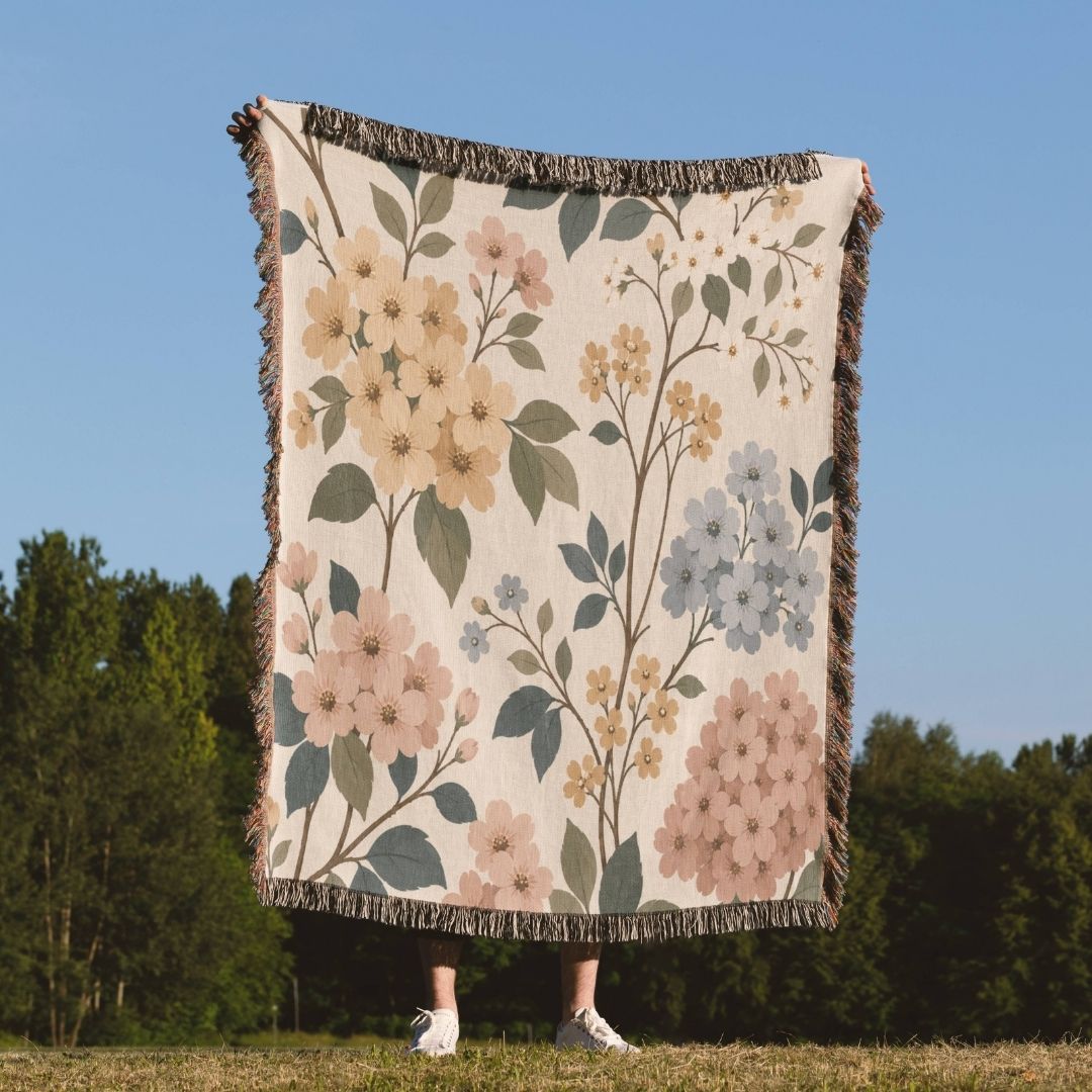 Blue Blossom Woven Blanket