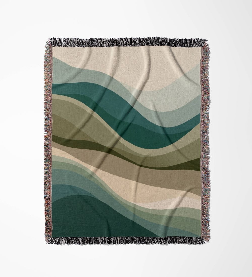 Evergreen Waves Woven Blanket