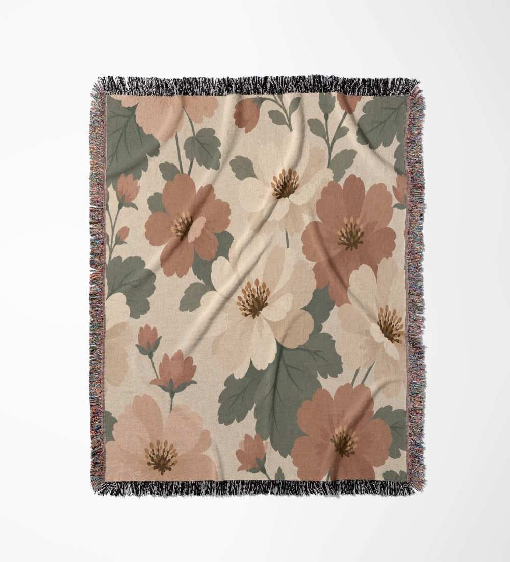 Scandinavian Folk Tulip Woven Blanket