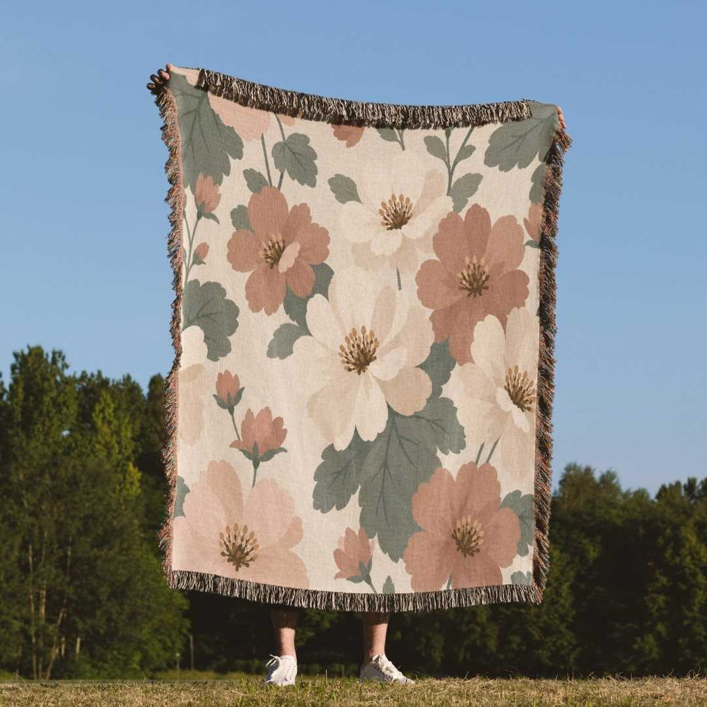Scandinavian Folk Tulip Woven Blanket