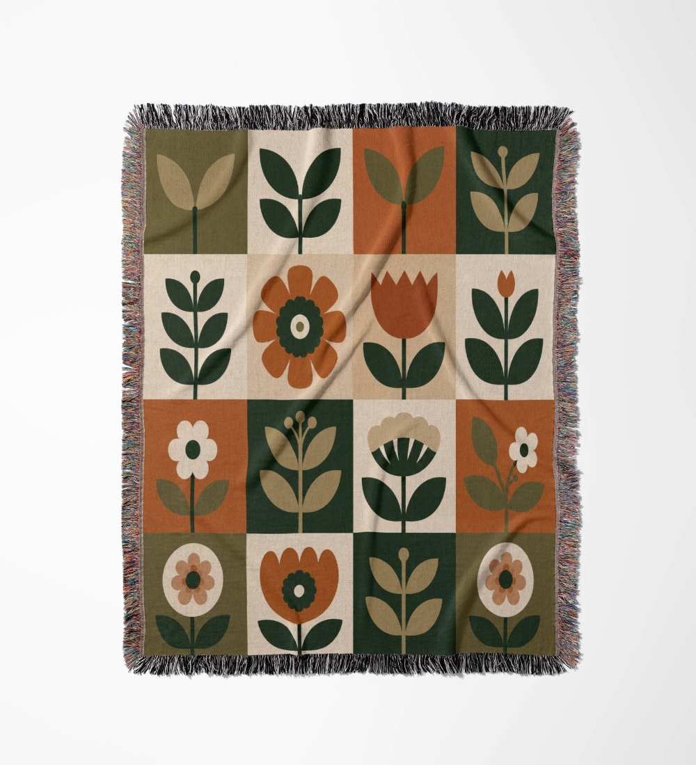 Scandinavian Wild Rose Woven Blanket