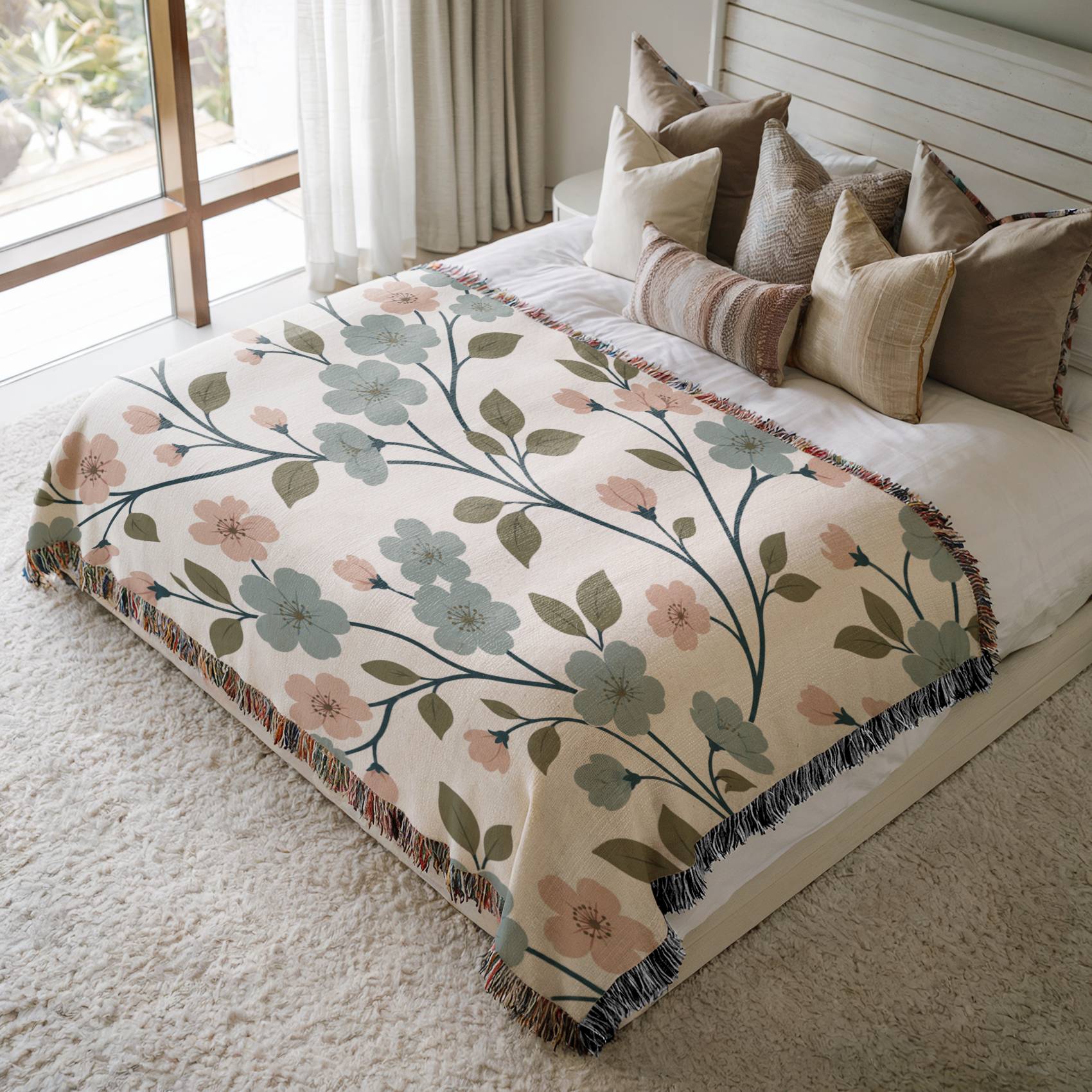 Nordic Spring Garden Woven Blanket
