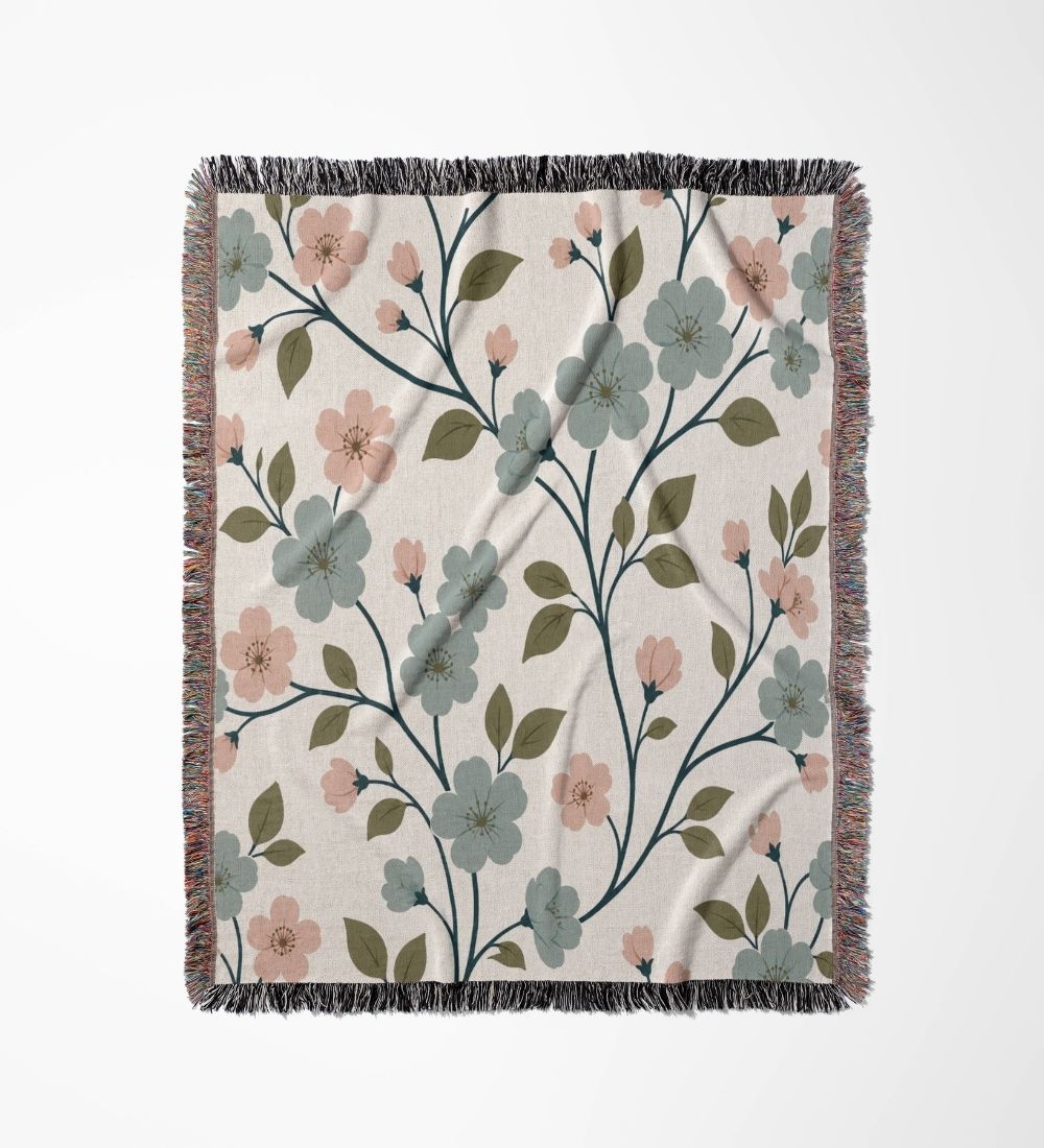 Nordic Spring Garden Woven Blanket