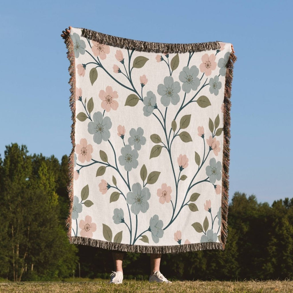 Nordic Spring Garden Woven Blanket