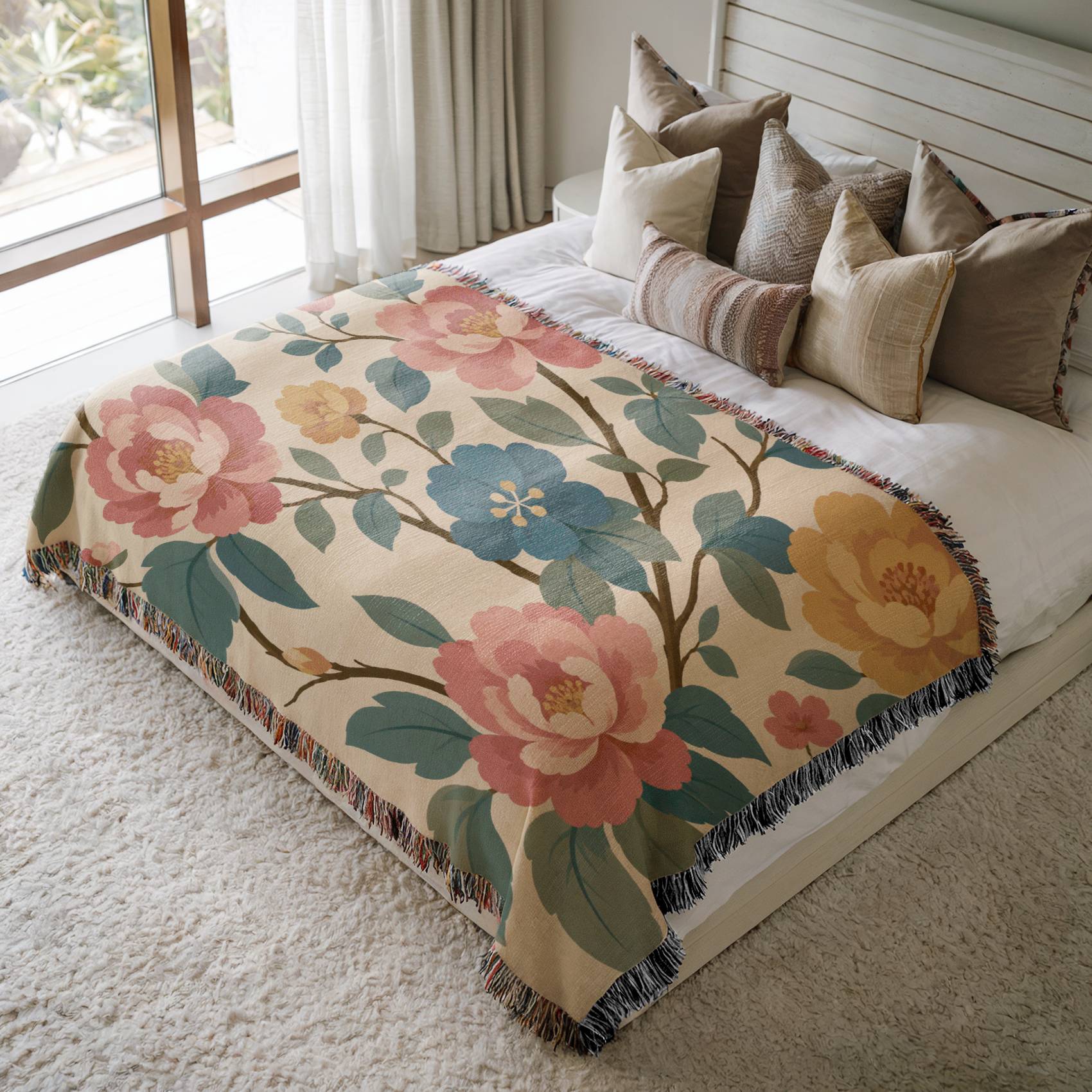 Pastel Garden Woven Blanket