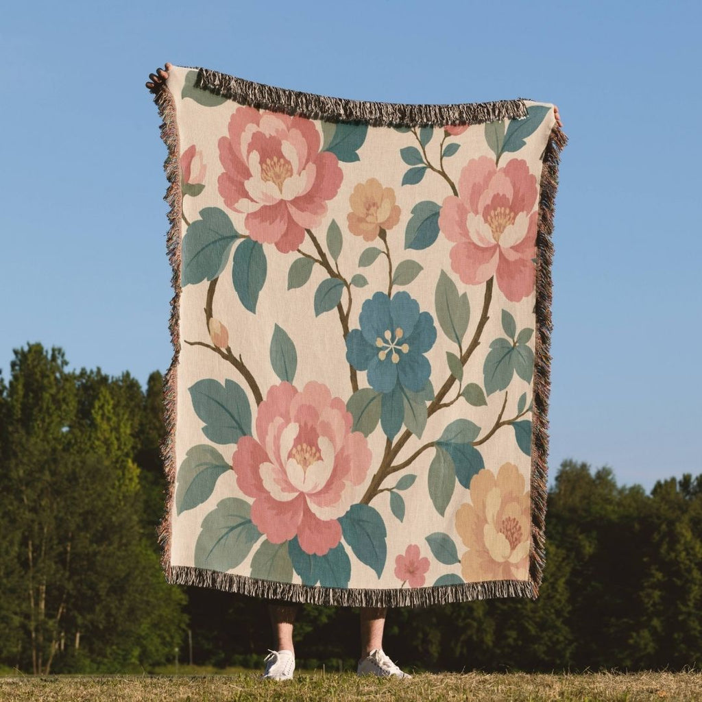 Pastel Garden Woven Blanket