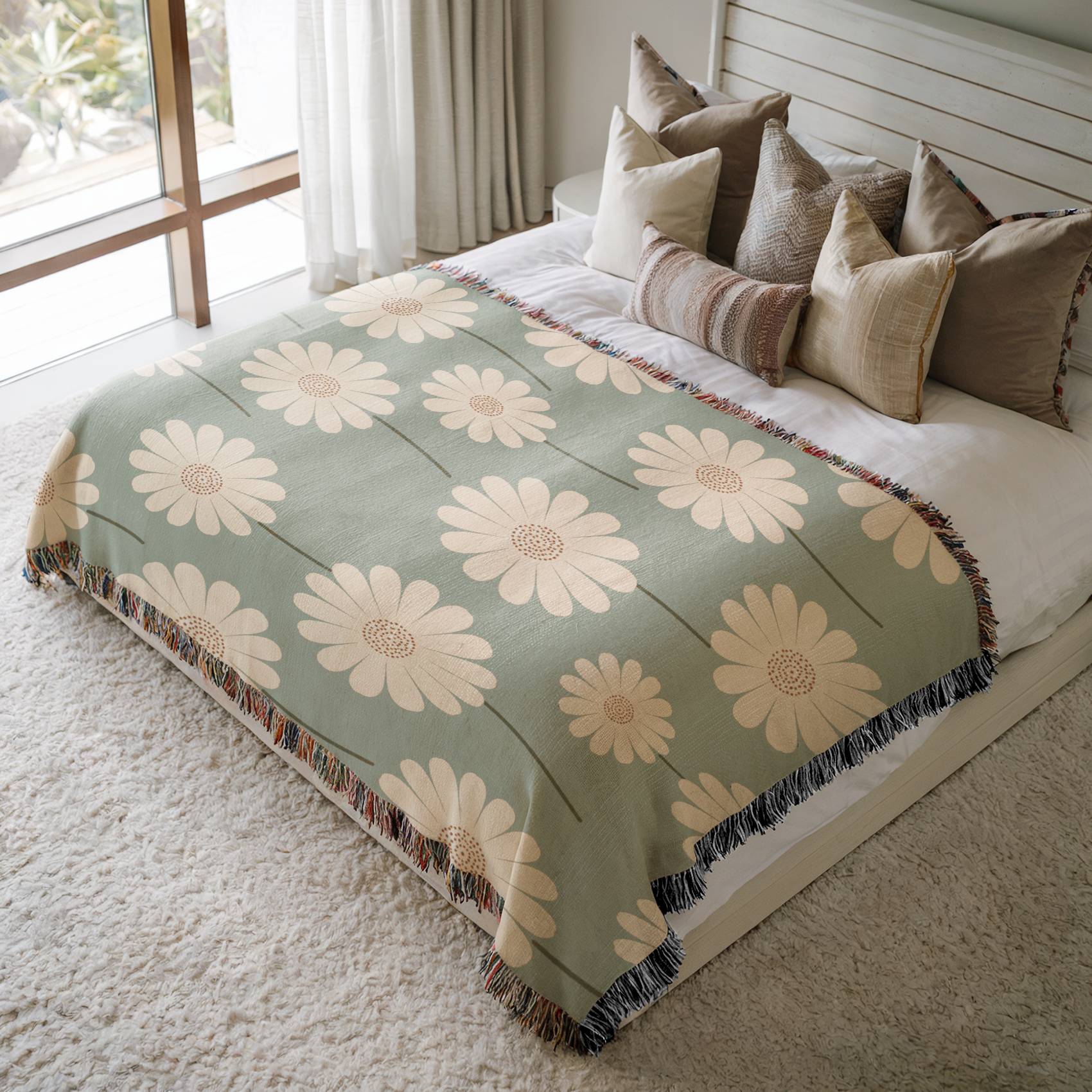 Nordic Daisy Woven Blanket